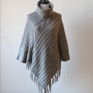 Kerisma taupe cable knit poncho with arm holes